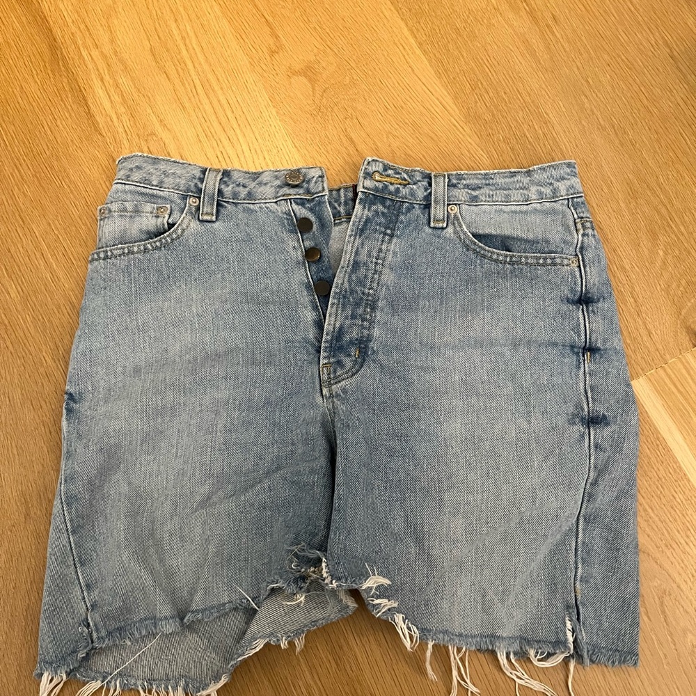 BDG Light Blue Jean Shorts with Frayed Hem